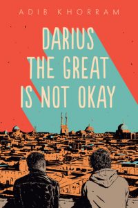 Book cover of Darius the Great shows a city scene in Iran. Two boys are sitting facing away from reader looking at the city.