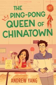 Book cover. A young man is looking sideways towards a young woman who is leaning on a counter. He is wearing glasses. She is resting her chin in her hand.