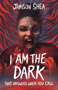 A young Black woman is screaming on a book cover that is dominated by the color red. It looks like parts of her face is pealing away. There is a slow liquid dripping from her hand. 
