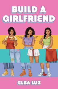 There are three young brown skinned women featured on this cover. There are four different colors in stripes. On each stripe is a portion of the young women but each portion is shifted slightly to the side like a mix and match. The person on the left is wearing an apron and holding a plate of food. The one in the middle is raising their hands with a shrug. The one on the right is in a tennis tank top. 