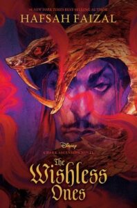 A man's face is staring intently out from behind some red mist and a golden image of a fanged snake. The man's face is long and narrow with a raised eyebrow and a black mustache.