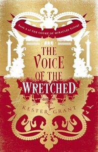The cover is a design in red gold and white. The top image is mostly white and looks like a crown. The botton of the book is mostly red and gold and looks like a reverse image of the top.