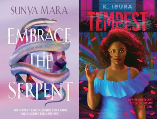Collage of the book covers for EMBRACE THE SERPENT and TEMPEST.