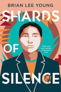 Book cover featuring a young man with dark hair. It is either pulled back or is short. He is wearing a school blazer with an insignia. There are geometric decorations behind him in reds, oranges, and turquoise with a clay color in the background that hints at pottery.