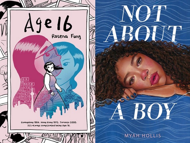 Collage of the book covers for Age 16 and Not About A Boy. Both covers are described individually within the post.